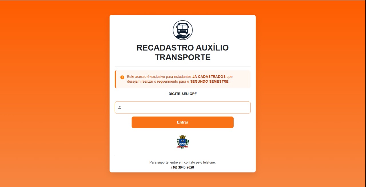 Projeto Recadastro Auxílio Transporte